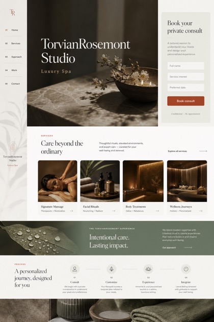 Beauty & Wellness website design for United States, showing a clear opening, service information, supporting content, and a focused inquiry action.