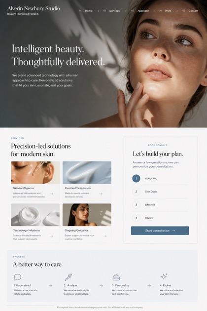 Beauty & Wellness website design for United States, showing a clear opening, service information, supporting content, and a focused inquiry action.