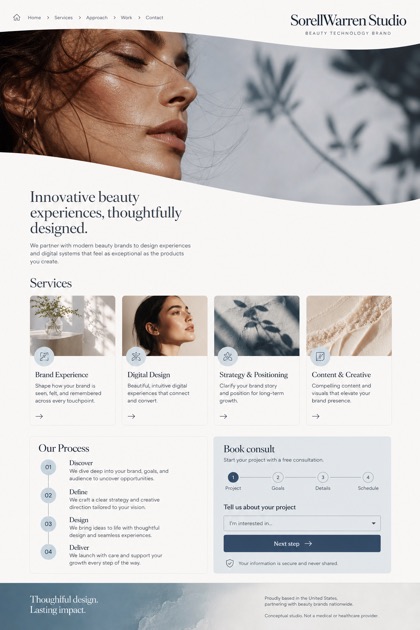 Beauty & Wellness website design for United States, showing a clear opening, service information, supporting content, and a focused inquiry action.
