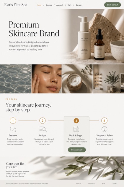 Beauty & Wellness website design for United States, showing a clear opening, service information, supporting content, and a focused inquiry action.
