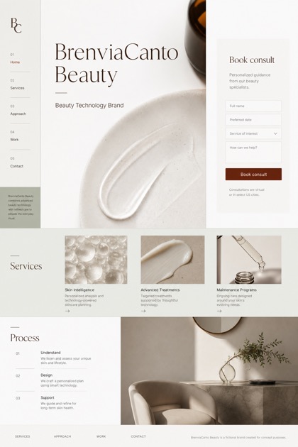 Beauty & Wellness website design for United States, showing a clear opening, service information, supporting content, and a focused inquiry action.