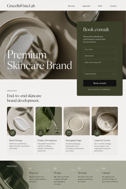 Beauty & Wellness website design for United States, showing a clear opening, service information, supporting content, and a focused inquiry action.