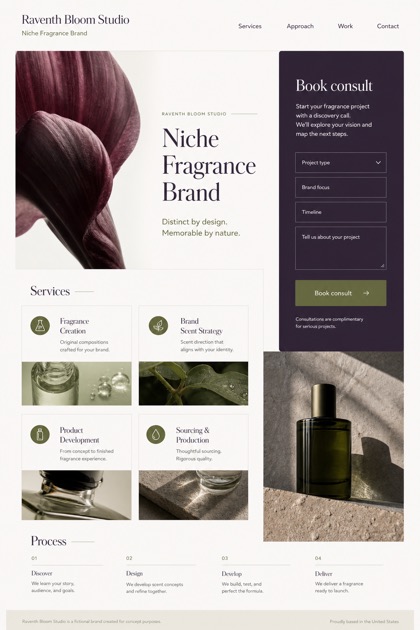 Beauty & Wellness website design for United States, showing a clear opening, service information, supporting content, and a focused inquiry action.