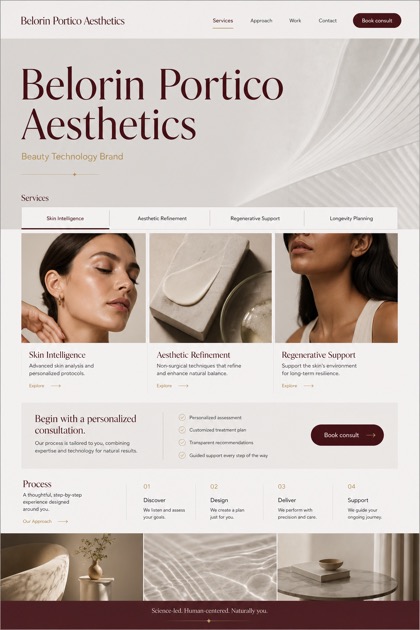 Beauty & Wellness website design for United States, showing a clear opening, service information, supporting content, and a focused inquiry action.