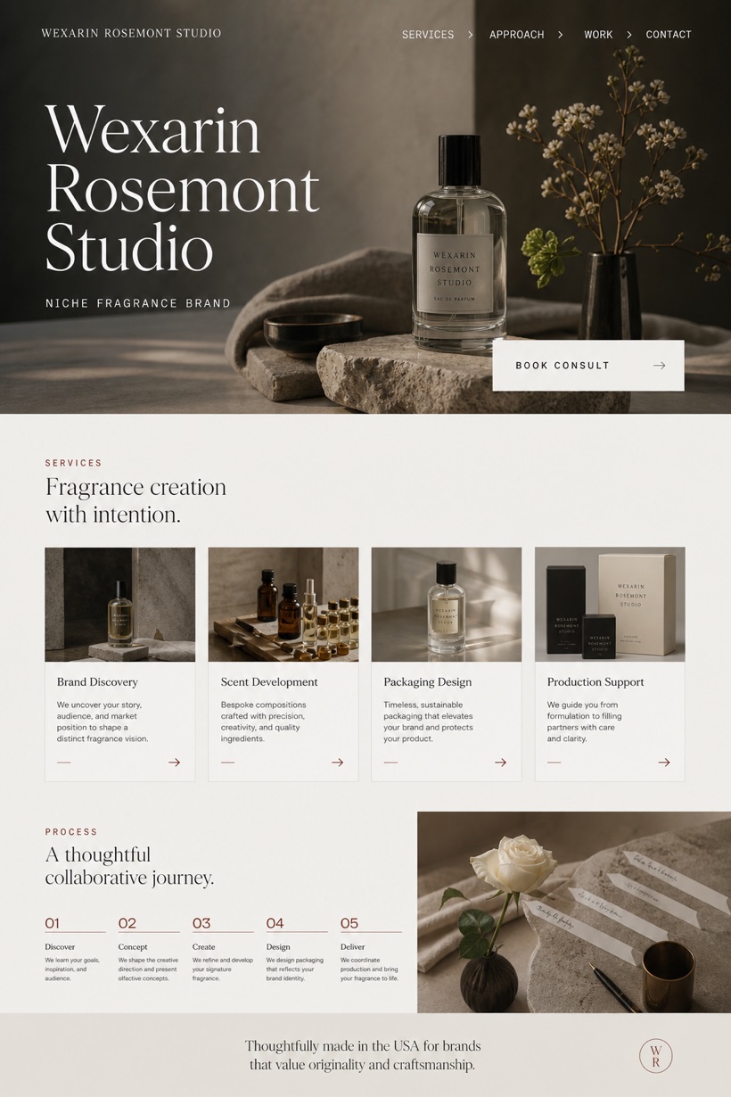 Beauty & Wellness website design for United States, showing a clear opening, service information, supporting content, and a focused inquiry action.