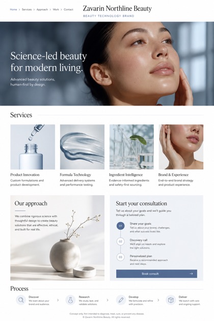 Beauty & Wellness website design for United States, showing a clear opening, service information, supporting content, and a focused inquiry action.