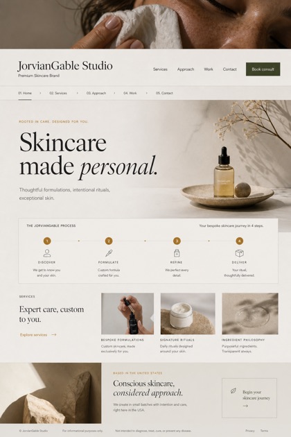 Beauty & Wellness website design for United States, showing a clear opening, service information, supporting content, and a focused inquiry action.