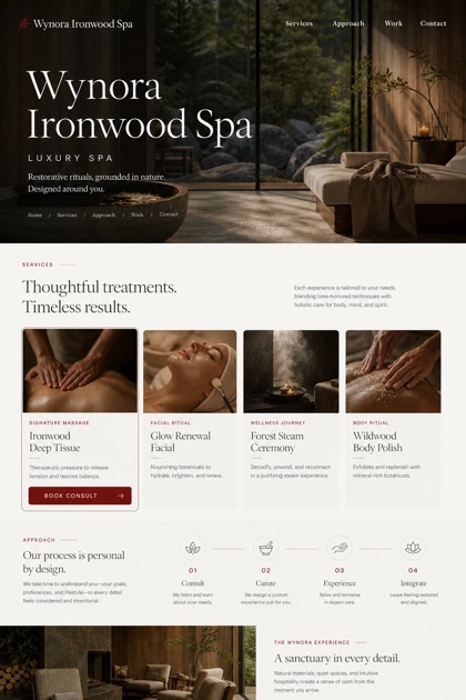 Beauty & Wellness website design for United States, showing a clear opening, service information, supporting content, and a focused inquiry action.
