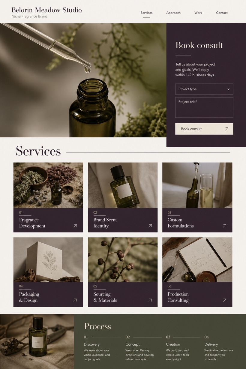 Beauty & Wellness website design for United States, showing a clear opening, service information, supporting content, and a focused inquiry action.