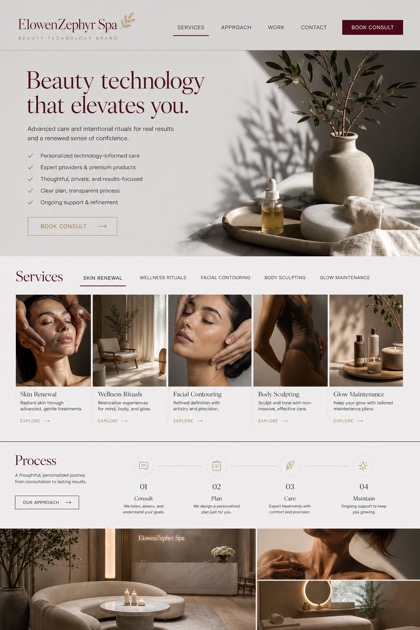 Beauty & Wellness website design for United States, showing a clear opening, service information, supporting content, and a focused inquiry action.
