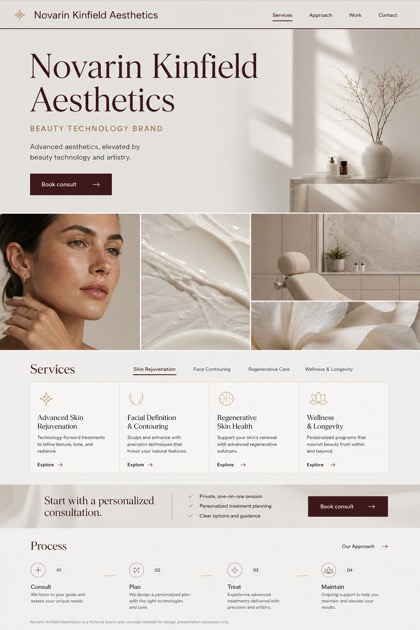 Beauty & Wellness website design for United States, showing a clear opening, service information, supporting content, and a focused inquiry action.