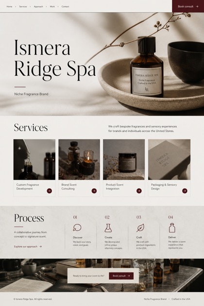 Beauty & Wellness website design for United States, showing a clear opening, service information, supporting content, and a focused inquiry action.