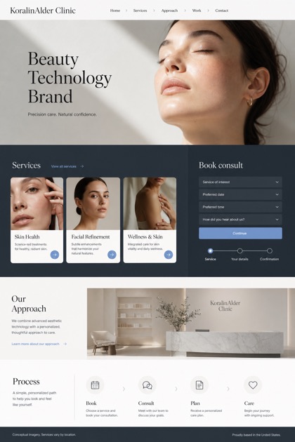 Beauty & Wellness website design for United States, showing a clear opening, service information, supporting content, and a focused inquiry action.