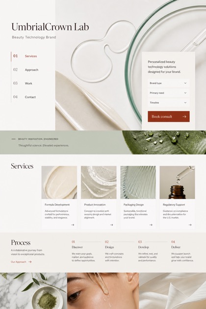 Beauty & Wellness website design for United States, showing a clear opening, service information, supporting content, and a focused inquiry action.