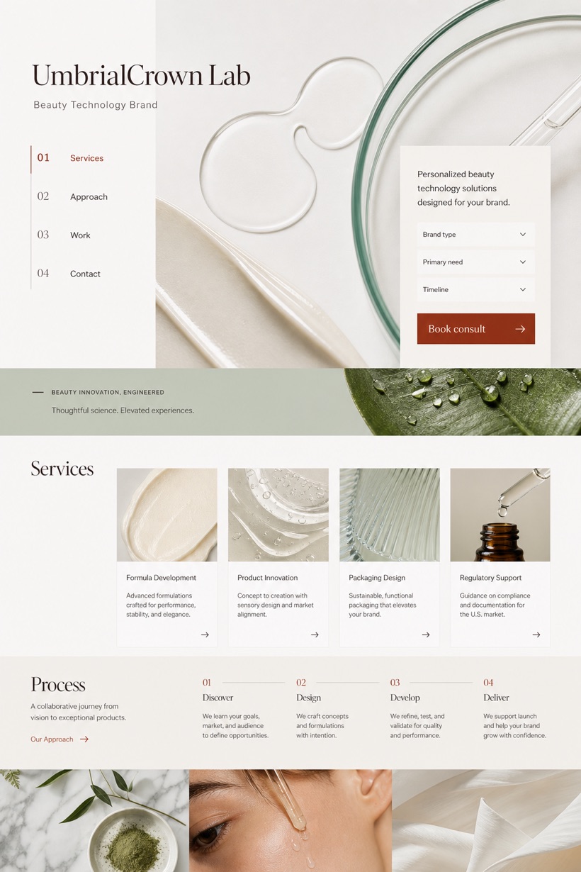 Beauty & Wellness website design for United States, showing a clear opening, service information, supporting content, and a focused inquiry action.