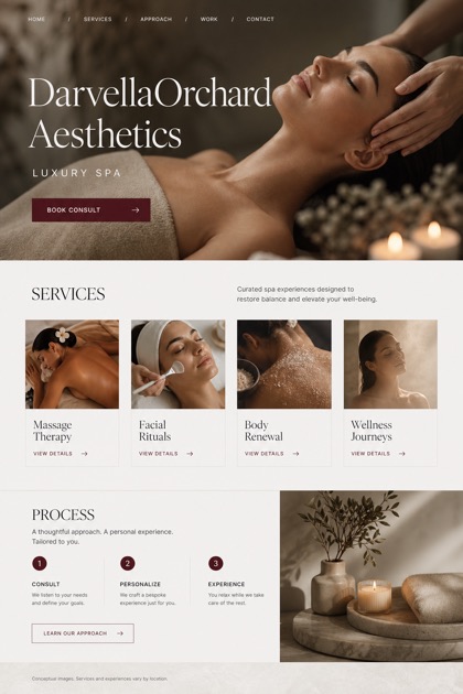 Beauty & Wellness website design for United States, showing a clear opening, service information, supporting content, and a focused inquiry action.