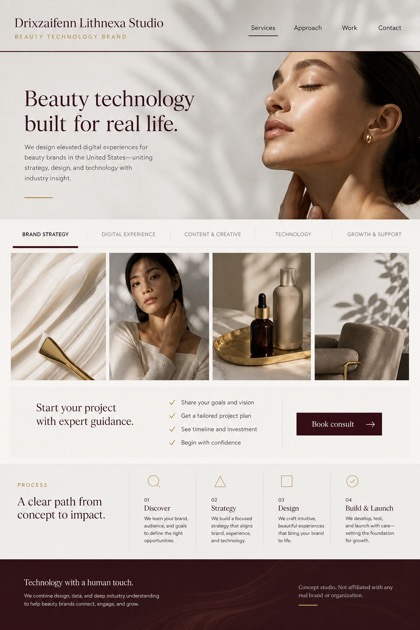 Beauty & Wellness website design for United States, showing a clear opening, service information, supporting content, and a focused inquiry action.