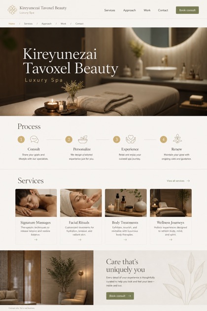 Beauty & Wellness website design for United States, showing a clear opening, service information, supporting content, and a focused inquiry action.