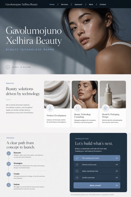 Beauty & Wellness website design for United States, showing a clear opening, service information, supporting content, and a focused inquiry action.
