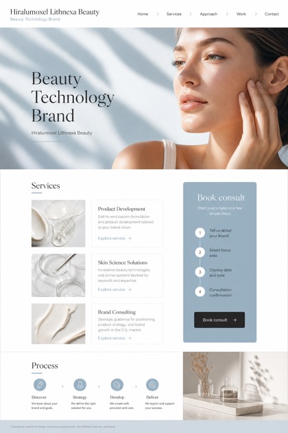 Beauty & Wellness website design for United States, showing a clear opening, service information, supporting content, and a focused inquiry action.