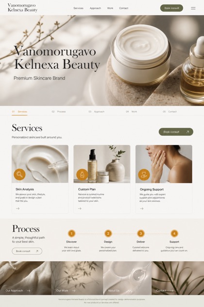 Beauty & Wellness website design for United States, showing a clear opening, service information, supporting content, and a focused inquiry action.