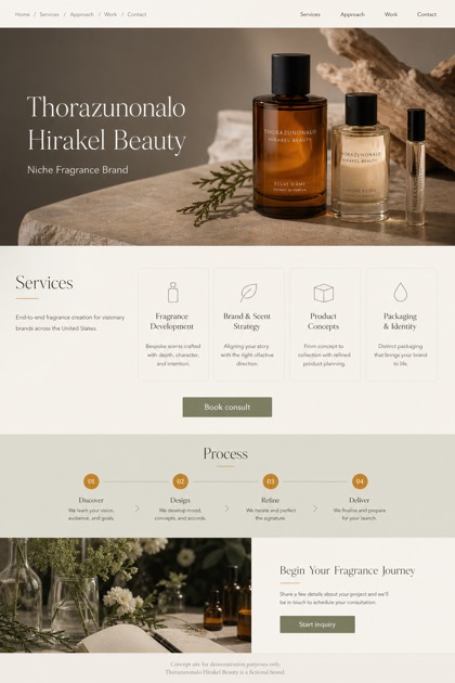 Beauty & Wellness website design for United States, showing a clear opening, service information, supporting content, and a focused inquiry action.