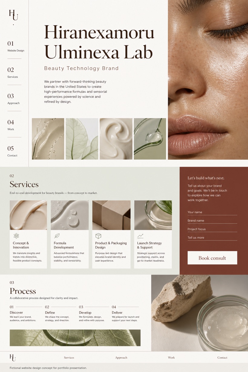 Beauty & Wellness website design for United States, showing a clear opening, service information, supporting content, and a focused inquiry action.