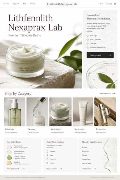 Beauty & Wellness website design for United States, showing a clear opening, service information, supporting content, and a focused inquiry action.