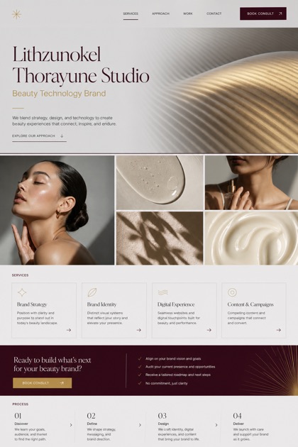 Beauty & Wellness website design for United States, showing a clear opening, service information, supporting content, and a focused inquiry action.