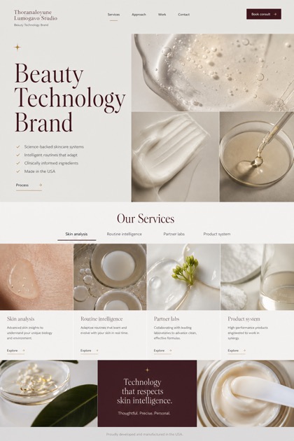 Beauty & Wellness website design for United States, showing a clear opening, service information, supporting content, and a focused inquiry action.