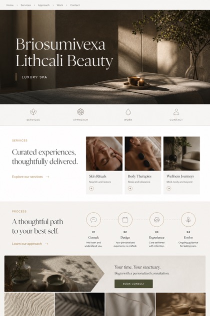 Beauty & Wellness website design for United States, showing a clear opening, service information, supporting content, and a focused inquiry action.