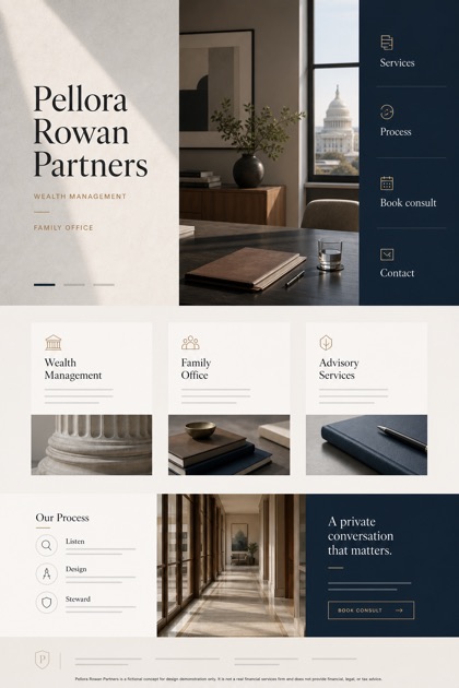Finance website design for United States, showing a clear opening, service information, supporting content, and a focused inquiry action.