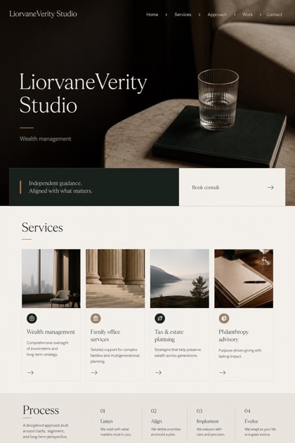 Finance website design for United States, showing a clear opening, service information, supporting content, and a focused inquiry action.