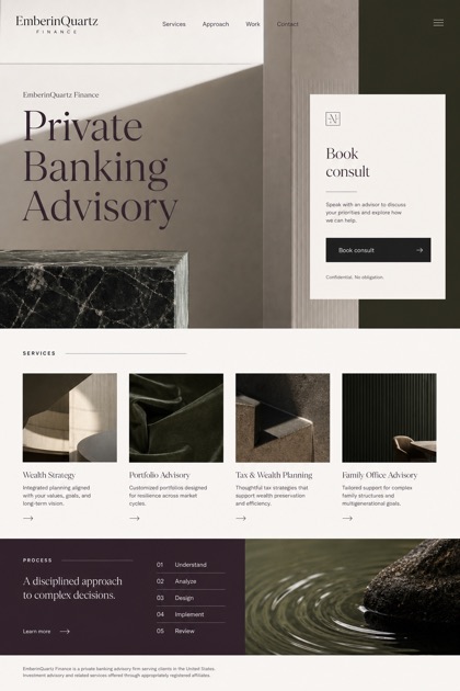 Finance website design for United States, showing a clear opening, service information, supporting content, and a focused inquiry action.