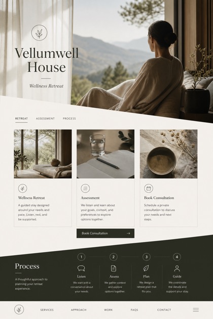 Hospitality website design for United States, showing a clear opening, service information, supporting content, and a focused inquiry action.