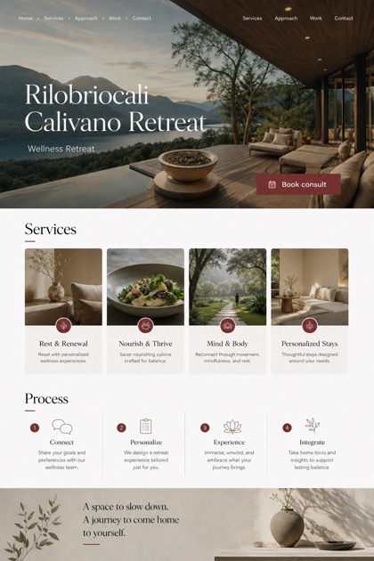 Hospitality website design for United States, showing a clear opening, service information, supporting content, and a focused inquiry action.