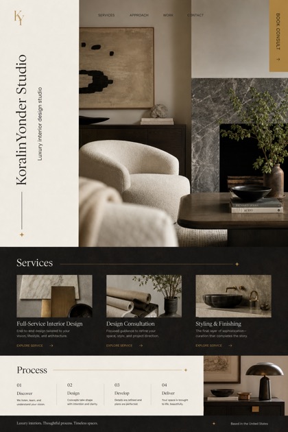 Architecture & Interiors website design for United States, showing a clear opening, service information, supporting content, and a focused inquiry action.