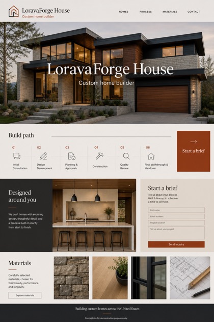 Architecture & Interiors website design for United States, showing a clear opening, service information, supporting content, and a focused inquiry action.