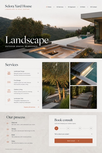 Architecture & Interiors website design for United States, showing a clear opening, service information, supporting content, and a focused inquiry action.