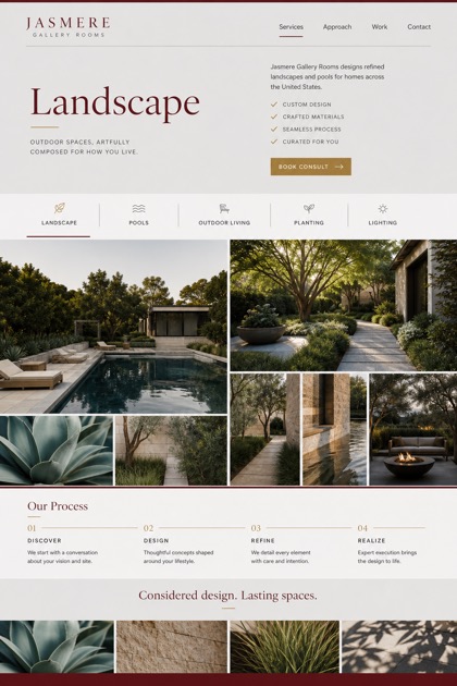 Architecture & Interiors website design for United States, showing a clear opening, service information, supporting content, and a focused inquiry action.
