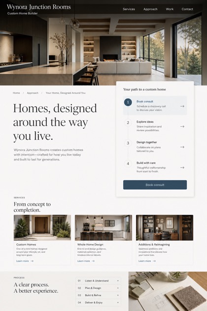 Architecture & Interiors website design for United States, showing a clear opening, service information, supporting content, and a focused inquiry action.