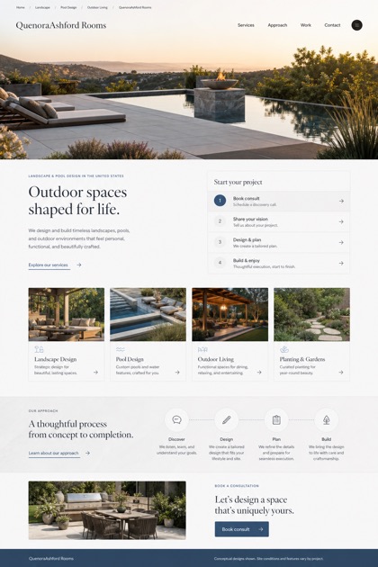 Architecture & Interiors website design for United States, showing a clear opening, service information, supporting content, and a focused inquiry action.