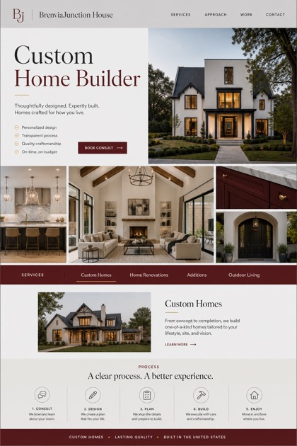 Architecture & Interiors website design for United States, showing a clear opening, service information, supporting content, and a focused inquiry action.