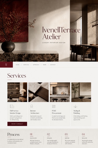 Architecture & Interiors website design for United States, showing a clear opening, service information, supporting content, and a focused inquiry action.