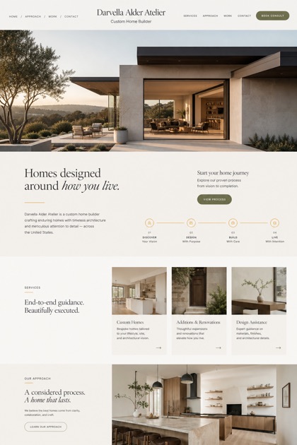Architecture & Interiors website design for United States, showing a clear opening, service information, supporting content, and a focused inquiry action.