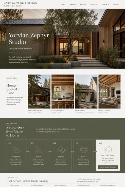 Architecture & Interiors website design for United States, showing a clear opening, service information, supporting content, and a focused inquiry action.