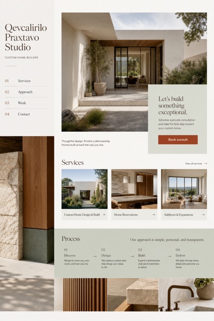 Architecture & Interiors website design for United States, showing a clear opening, service information, supporting content, and a focused inquiry action.