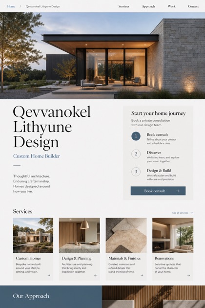 Architecture & Interiors website design for United States, showing a clear opening, service information, supporting content, and a focused inquiry action.