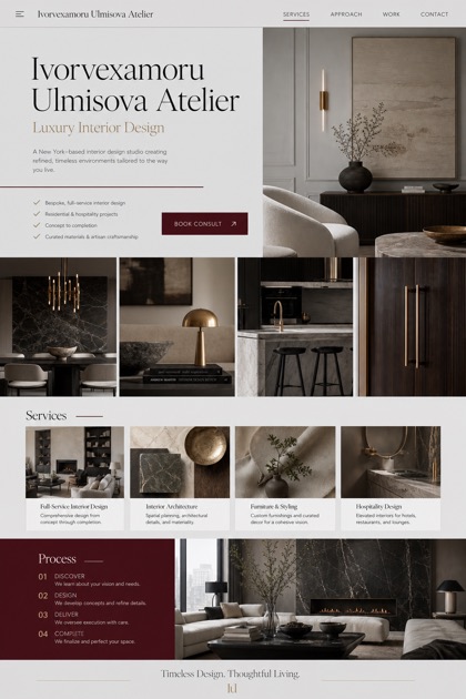 Architecture & Interiors website design for United States, showing a clear opening, service information, supporting content, and a focused inquiry action.