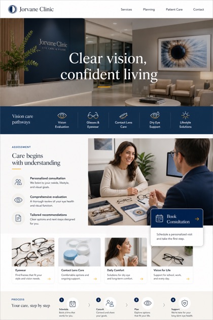 Healthcare website design for United States, showing a clear opening, service information, supporting content, and a focused inquiry action.